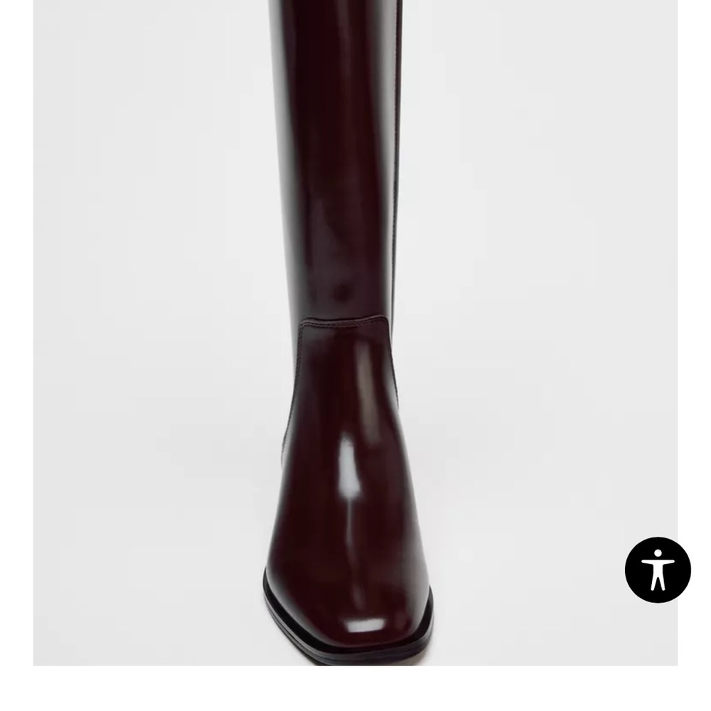 Zara Burgundy Heeled Boots with Sleek Silhouette Size 8